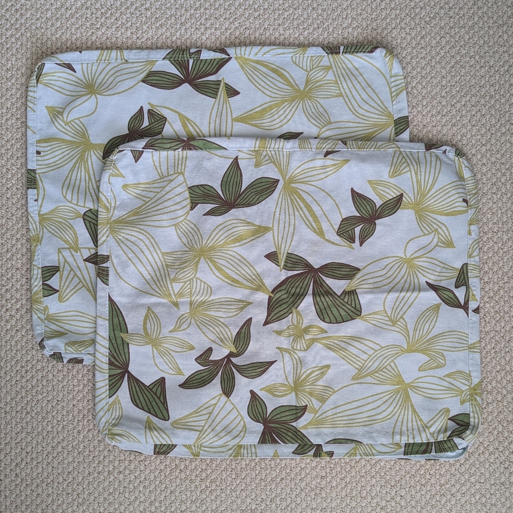 Vintage IKEA Karlstad Seat Cover Set of 2 Leaf Floral 22x18.5 x1.5 Back Cushion - Picture 7 of 12